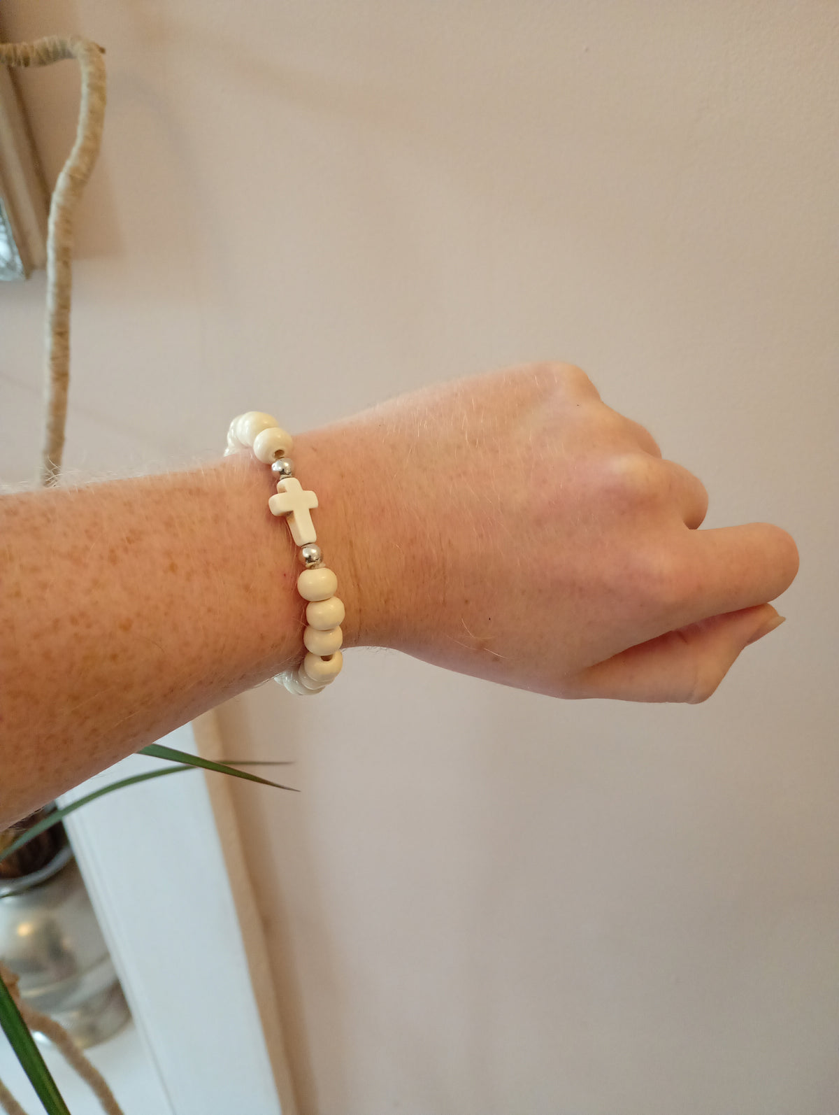 Wooden Bead Bracelet - White